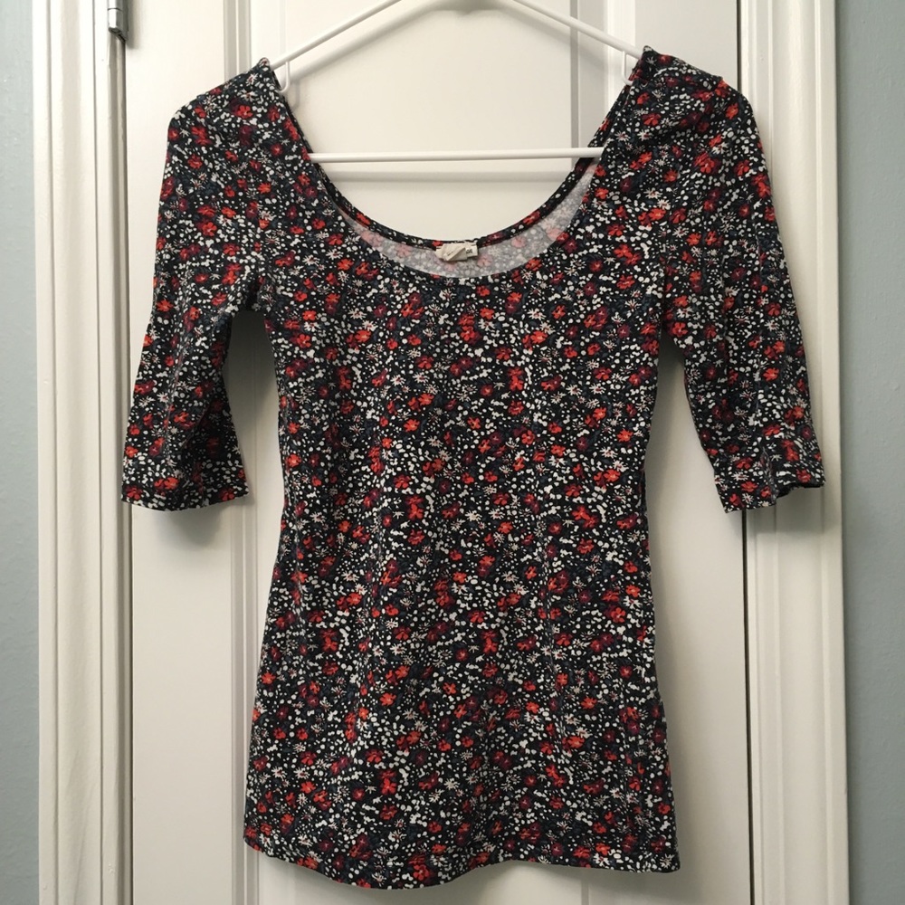 Garage Floral Print Half Sleeve Top, Size S